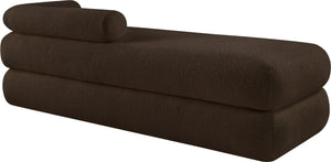 Meridian Furniture Kennedy Upholstered Bench with Channel Tufted Base Plush Seat for Bedroom or Living Room Brown Faux Shearling Teddy Fabric 190Brown