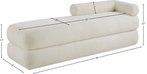 Meridian Furniture Kennedy Upholstered Bench with Channel Tufted Base Plush Seat for Bedroom or Living Room Cream Faux Shearling Teddy Fabric 190Cream