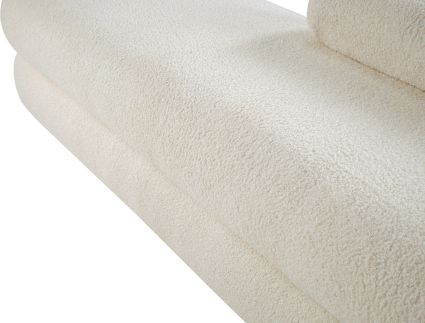 Meridian Furniture Kennedy Upholstered Bench with Channel Tufted Base Plush Seat for Bedroom or Living Room Cream Faux Shearling Teddy Fabric 190Cream