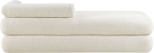 Meridian Furniture Kennedy Upholstered Bench with Channel Tufted Base Plush Seat for Bedroom or Living Room Cream Faux Shearling Teddy Fabric 190Cream