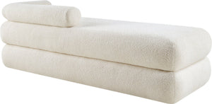 Meridian Furniture Kennedy Upholstered Bench with Channel Tufted Base Plush Seat for Bedroom or Living Room Cream Faux Shearling Teddy Fabric 190Cream