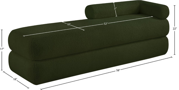 Meridian Furniture Kennedy Upholstered Bench with Channel Tufted Base Plush Seat for Bedroom or Living Room Green Faux Shearling Teddy Fabric 190Green
