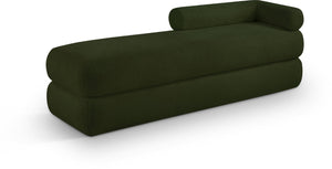 Meridian Furniture Kennedy Upholstered Bench with Channel Tufted Base Plush Seat for Bedroom or Living Room Green Faux Shearling Teddy Fabric 190Green