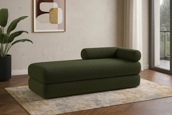 Meridian Furniture Kennedy Upholstered Bench with Channel Tufted Base Plush Seat for Bedroom or Living Room Green Faux Shearling Teddy Fabric 190Green