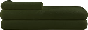 Meridian Furniture Kennedy Upholstered Bench with Channel Tufted Base Plush Seat for Bedroom or Living Room Green Faux Shearling Teddy Fabric 190Green