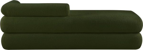 Meridian Furniture Kennedy Upholstered Bench with Channel Tufted Base Plush Seat for Bedroom or Living Room Green Faux Shearling Teddy Fabric 190Green
