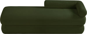 Meridian Furniture Kennedy Upholstered Bench with Channel Tufted Base Plush Seat for Bedroom or Living Room Green Faux Shearling Teddy Fabric 190Green