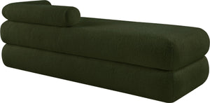 Meridian Furniture Kennedy Upholstered Bench with Channel Tufted Base Plush Seat for Bedroom or Living Room Green Faux Shearling Teddy Fabric 190Green