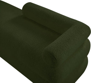 Meridian Furniture Kennedy Upholstered Bench with Channel Tufted Base Plush Seat for Bedroom or Living Room Green Faux Shearling Teddy Fabric 190Green