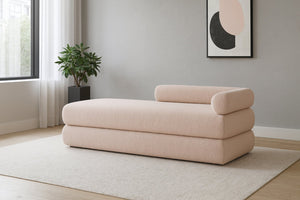 Meridian Furniture Kennedy Upholstered Bench with Channel Tufted Base Plush Seat for Bedroom or Living Room Pink Faux Shearling Teddy Fabric 190Pink