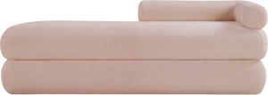 Meridian Furniture Kennedy Upholstered Bench with Channel Tufted Base Plush Seat for Bedroom or Living Room Pink Faux Shearling Teddy Fabric 190Pink