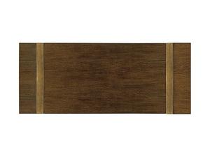 Lexington Sligh Intersect Writing Desk - Modern Mocha Oak Design With Asymmetrical Metal Base & Stylish Pencil Drawer Delshire Wood 190-410