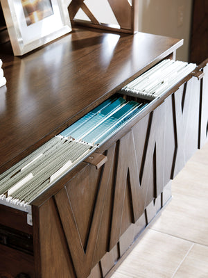 Lexington Sligh Prism File Chest - Contemporary Mocha Oak Design With Asymmetrical Styling & Full-extension Drawers Delshire Wood 190-450