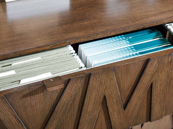 Lexington Sligh Prism File Chest - Contemporary Mocha Oak Design With Asymmetrical Styling & Full-extension Drawers Delshire Wood 190-450