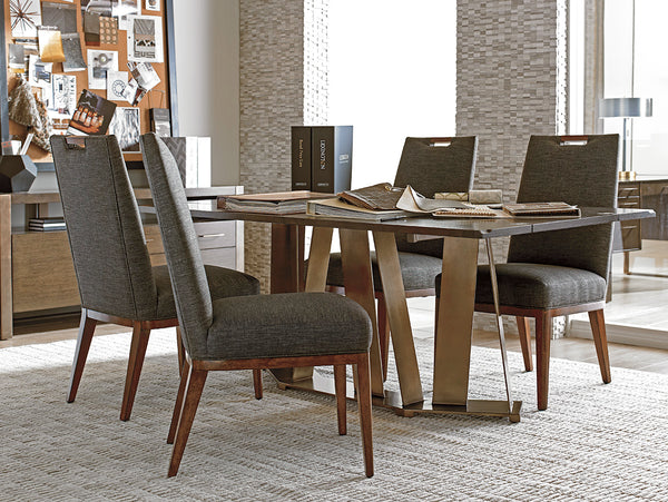 Lexington Sligh Gateway Flip-top Console: Stylish Mocha Finish With Asymmetrical Metal Base For Modern Home Design Delshire Wood 190-470