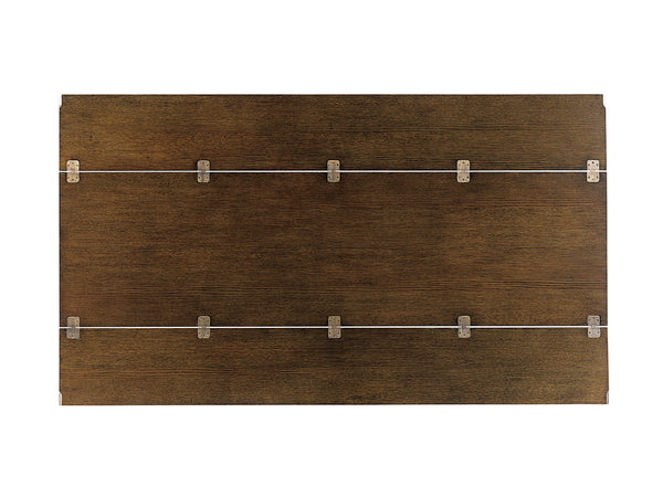 Lexington Sligh Gateway Flip-top Console: Stylish Mocha Finish With Asymmetrical Metal Base For Modern Home Design Delshire Wood 190-470