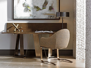 Lexington Sligh Gateway Flip-top Console: Stylish Mocha Finish With Asymmetrical Metal Base For Modern Home Design Delshire Wood 190-470