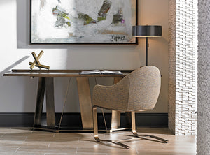 Lexington Sligh Gateway Flip-top Console: Stylish Mocha Finish With Asymmetrical Metal Base For Modern Home Design Delshire Wood 190-470