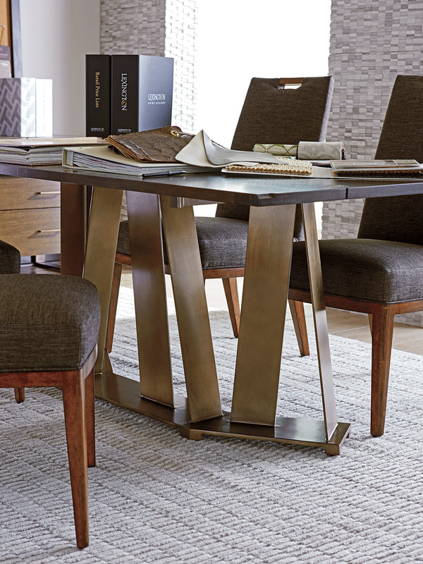 Lexington Sligh Gateway Flip-top Console: Stylish Mocha Finish With Asymmetrical Metal Base For Modern Home Design Delshire Wood 190-470