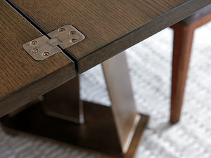 Lexington Sligh Gateway Flip-top Console: Stylish Mocha Finish With Asymmetrical Metal Base For Modern Home Design Delshire Wood 190-470