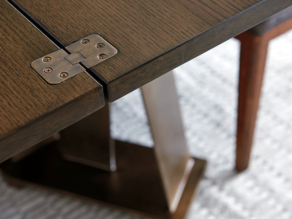 Lexington Sligh Gateway Flip-top Console: Stylish Mocha Finish With Asymmetrical Metal Base For Modern Home Design Delshire Wood 190-470