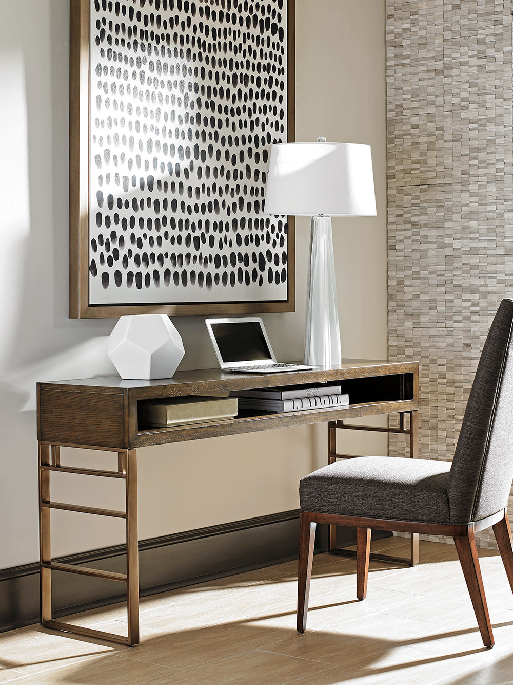 Lexington Sligh Kinetic Office Console - Modern Mocha Finish With Metal Base, Versatile Design For Home & Media Rooms Delshire Wood 190-471