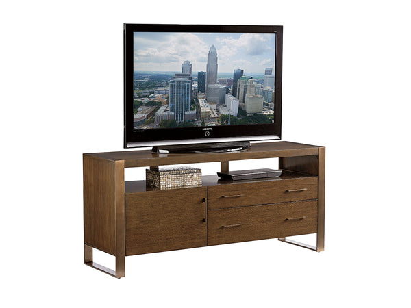 Lexington Sligh Paramount Media Console: Stylish Mocha Oak Design With Open Compartments, Drawers & Urban Edge Delshire Wood 190-660