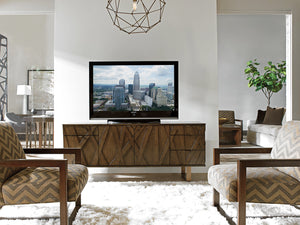 Lexington Sligh Ellison Media Center: Stylish Asymmetrical Console With Adjustable Shelves & Elegant Bronze Accents Delshire Wood 190-661