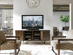Lexington Sligh Ellison Media Center: Stylish Asymmetrical Console With Adjustable Shelves & Elegant Bronze Accents Delshire Wood 190-661