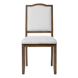 English Elm 6-piece Extendable Wood Dining Set with Linen Upholstered Chairs Bench Seats Eight Beige+Brown N752S000097D