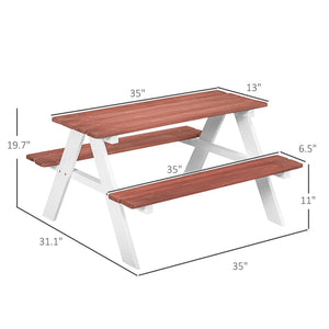 English Elm Outsunny Kids Picnic Table Set – Sturdy Wooden Outdoor Furniture For Ages 3-8, Perfect For Gardens! W2225P229090-GIGA