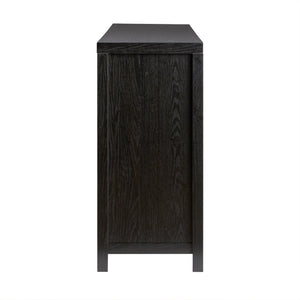 58" 4-Door Sideboard w/ Arched Rattan Panels Black SAHD5DBL2 Walker Edison