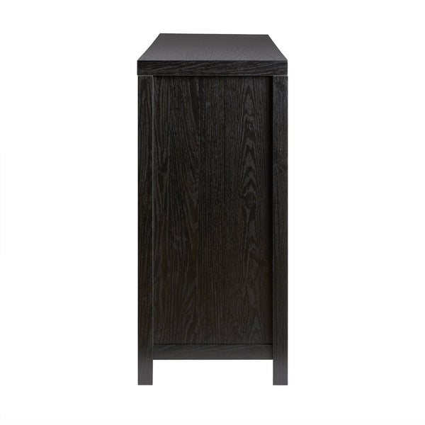 58" 4-Door Sideboard w/ Arched Rattan Panels Black SAHD5DBL2 Walker Edison