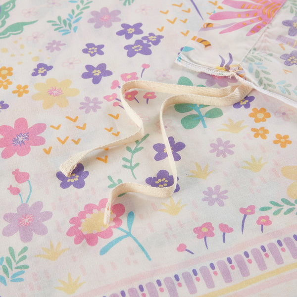 English Elm Full/Queen UHK Lulu Reversible Floral Cotton Duvet Set with Jungle Animals, Pom Pom Pillow, BCI Cotton B035P217814