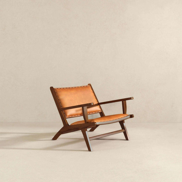 English Elm Daniel Genuine Leather Accent Chair Tapered Walnut Legs Mid-century Modern Lounge B183P231841