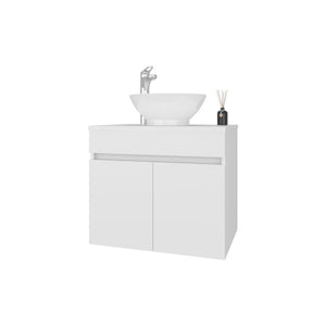 English Elm White Compact Bathroom Vanity With 2 Doors – Elegant Storage Solution For Small Spaces & Style B062P355533-GIGA