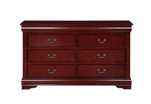 English Elm Louis Philippe Six Drawer Dresser with Brushed Nickel Hardware and Classic Curved Molding Cherry B2726P252752