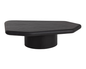 Sunpan DETTI Coffee Table - Large Matte Black Concrete, Sculptural Design for Modern Indoor & Outdoor Spaces 112619