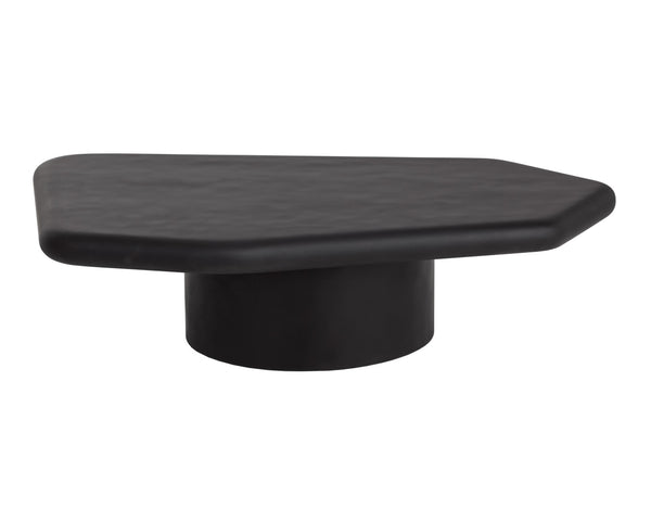 Sunpan DETTI Coffee Table - Large Matte Black Concrete, Sculptural Design for Modern Indoor & Outdoor Spaces 112619