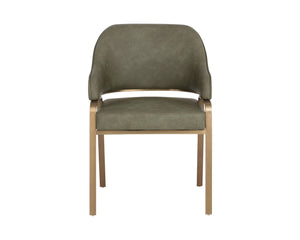 Sunpan MALACHI Dining Armchair - Luxurious Ivanhoe Pine Faux Leather with Gold Stainless Steel Base 112444