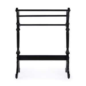 Butler Specialty Newhouse Traditional Hardwood Quilt Rack With 3 Rails For Stylish Blanket And Towel Display Black Rubberwood Solids,Resin 1910111-butler