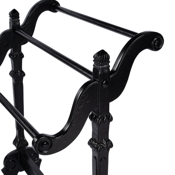 Butler Specialty Newhouse Traditional Hardwood Quilt Rack With 3 Rails For Stylish Blanket And Towel Display Black Rubberwood Solids,Resin 1910111-butler