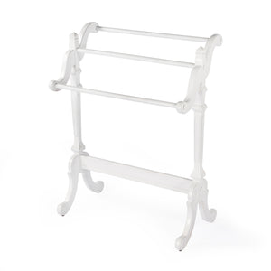 Butler Specialty Newhouse Traditional Hardwood Quilt Rack With 3 Rails For Stylish Blanket And Towel Display White Rubberwood Solids,Resin 1910222-butler
