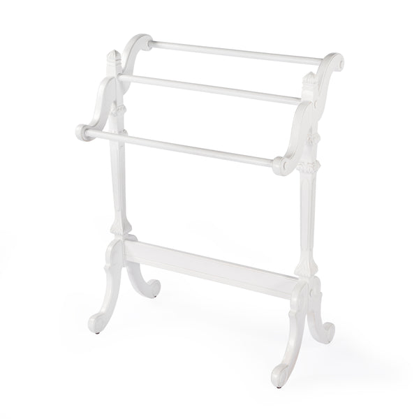 Butler Specialty Newhouse Traditional Hardwood Quilt Rack With 3 Rails For Stylish Blanket And Towel Display White Rubberwood Solids,Resin 1910222-butler