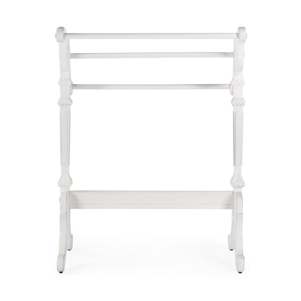 Butler Specialty Newhouse Traditional Hardwood Quilt Rack With 3 Rails For Stylish Blanket And Towel Display White Rubberwood Solids,Resin 1910222-butler