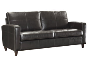 OSP Home Furnishings Loveseat with Bonded Leather Upholstery Plush Cushions and Solid Wood Legs for Living Rooms Sofa Espresso SL2813-EC1