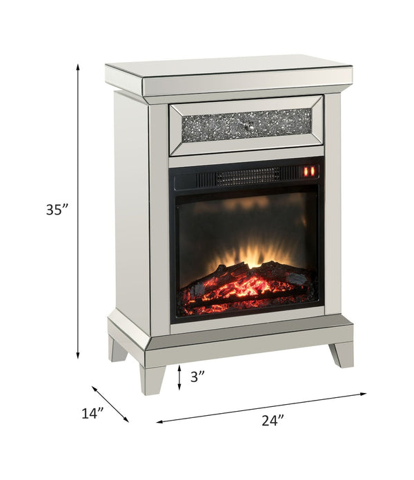 English Elm Noralie Glam Mirrored Electric Fireplace Console with Faux Diamond Accents B2726P448748