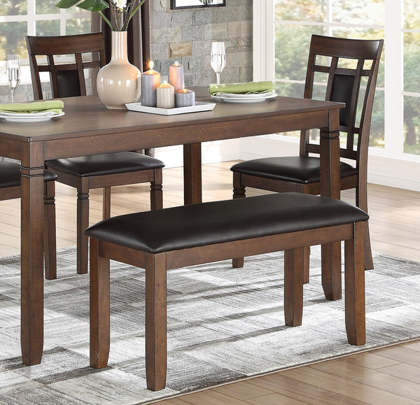 English Elm Classic Salton Cherry 6pc Dining Set with Bench and 4 Faux Leather Chairs — Arts & Crafts Style Dining Room Furniture, Simple Assembly B011P194596