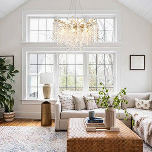English Elm 8-light Gold Farmhouse Chandelier Seeded Glass Shades for Dining Room or Kitchen W5008P466526