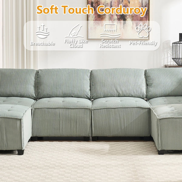 English Elm United Modular Sectional Sofa - U-Shaped Reversible Chaise Couch For Stylish Living & Comfort W1568S00152-GIGA